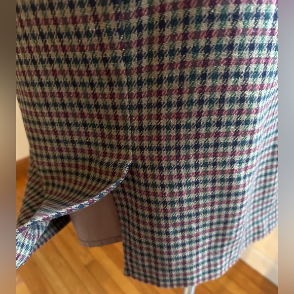 Michele Tweed Brown Black Red & Green Midi Zipper In Back SZ 16 Good Con… - Picture 5 of 11